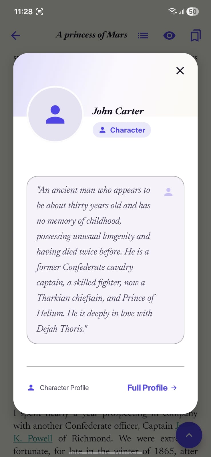 StoryCodex reader with character popup